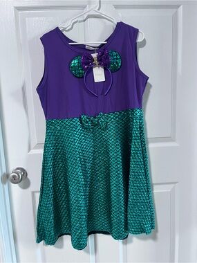 Women’s XL Purple and Teal Mermaid dress and headband NWT Ariel